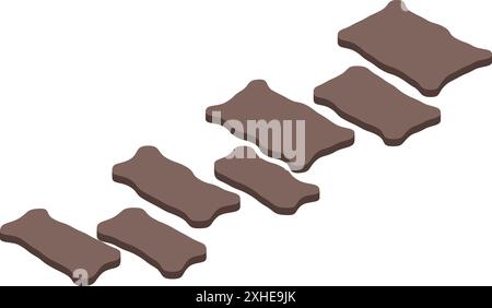 Isometric view of a path made of stone slabs going upward, symbolizing the journey to success Stock Vector