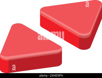 Two red triangles pointing left, great for concepts like going back, previous element, or rewind Stock Vector