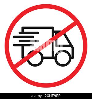 forbidden fast truck icon Vector symbol or sign set collection in black and white outline Stock Vector