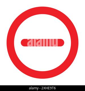 Negative sign icon Vector symbol or sign set collection in black and white outline Stock Vector