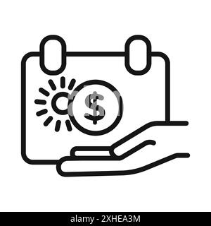 Unlimited PTO icon Vector symbol or sign set collection in black and white outline Stock Vector
