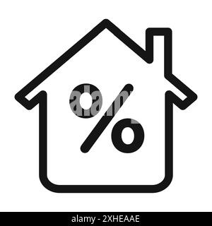 Rate for mortgage icon Vector symbol or sign set collection in black and white outline Stock Vector