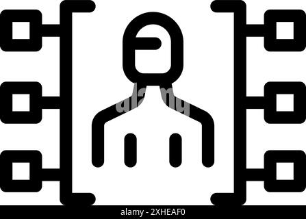 Software developer is working on a complex software architecture, connecting different servers and databases Stock Vector