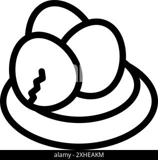 This minimalist line art illustration depicts the concept of fragility and resilience with a cracked egg in a nest Stock Vector