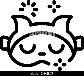 Cat sleeping mask is representing the concept of insomnia and the difficulty of falling asleep Stock Vector