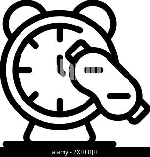 Alarm clock is showing the time for sleep with an eye mask, perfect for representing sleep time Stock Vector