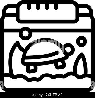 Turtle swimming in an aquarium tank with a filter system on top, ideal for representing pet care Stock Vector