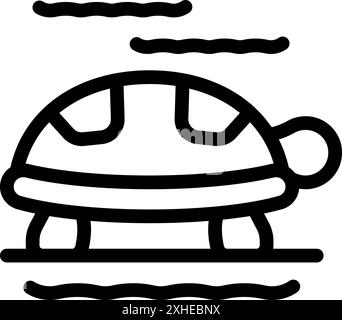 Line art icon of a turtle walking slowly, perfect for animal lovers Stock Vector