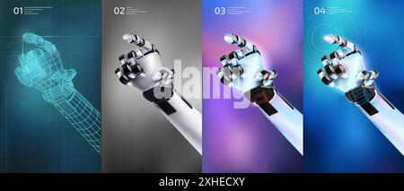 A 3D robot hand variation on a beautiful abstract background. Stock Vector