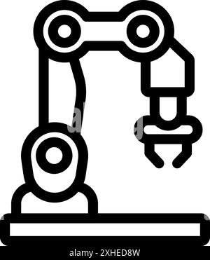 Simple icon of a robotic arm used in manufacturing and industrial settings Stock Vector