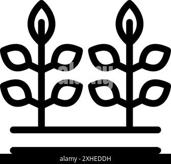 This simple agricultural icon represents two plants growing from the soil Stock Vector