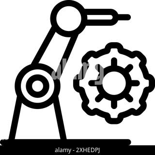Robotic arm holding a gear, representing automation, innovation and industrial manufacturing processes Stock Vector