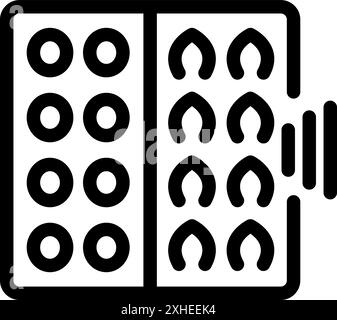Line icon of a modern electric stove with double cooking zones and touch control panel Stock Vector