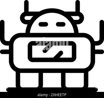 Line icon of a futuristic robot, highlighting advancements in artificial intelligence and automation Stock Vector
