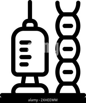 Medical syringe injecting into a dna structure representing gene therapy research and applications Stock Vector