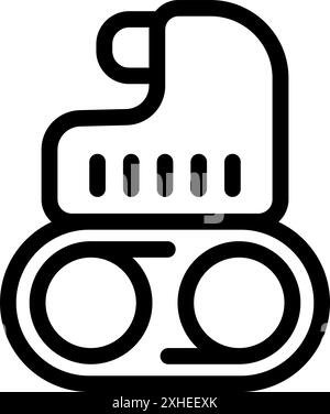 Line icon of a rover moving on wheels exploring the surface of a planet Stock Vector