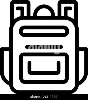 Big pocket travel backpack with two handles icon, line style Stock Vector