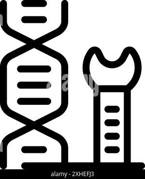 Simple icon depicting a dna strand being modified using genetic engineering Stock Vector
