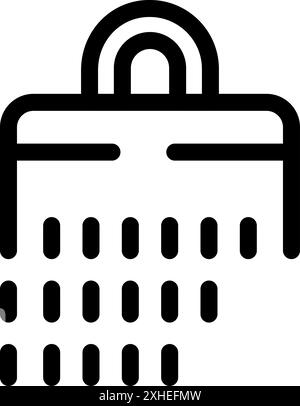 Simple black line art icon representing a shower head spraying water drops Stock Vector