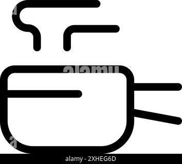 Simple black line art icon representing an electric multi cooker steaming hot food Stock Vector