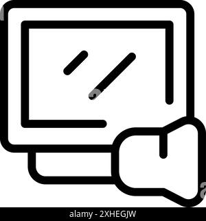 Computer screen displaying a warning message, with a loudspeaker icon attached, indicating an important audio alert Stock Vector