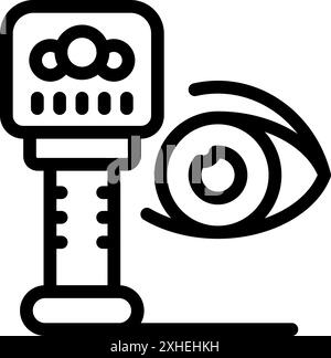 Ophthalmologist checking eyesight using autorefractor medical device Stock Vector