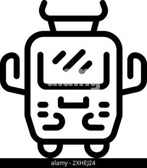 Trolleybus with horns icon, outline style, suitable for apps, websites, print and ui Stock Vector