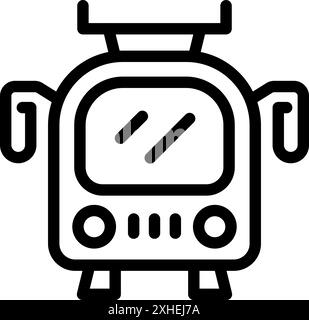 Simple black and white icon of a trolleybus, representing sustainable urban transportation Stock Vector