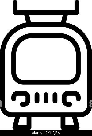 Black line icon for a modern electric tram, a sustainable transportation solution Stock Vector