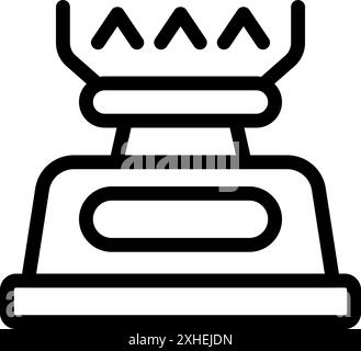 Simple portable gas burner burning with visible flame for outdoor cooking and camping Stock Vector