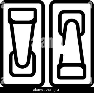 Line icons of electric switches depicting on and off positions for controlling home appliances Stock Vector