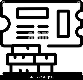 Ticket is displayed above stacked boxes, symbolizing the organized movement of goods in the shipping industry Stock Vector