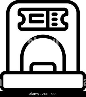 Outline icon of a ticket validator machine validating a ticket for public transportation Stock Vector