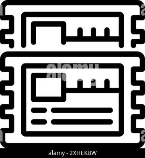 Black outline icon representing ram memory modules, essential components for computer performance Stock Vector
