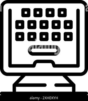 Simple, bold line icon of a computer screen displaying a password entry interface Stock Vector