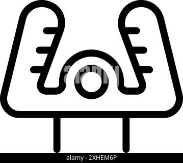 Black outline icon of a car dashboard warning light showing low tire pressure Stock Vector