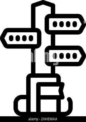 Simple icon depicting a signpost pointing in different directions, symbolizing choices and decision making Stock Vector