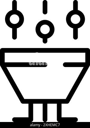 Simple icon of a data processing funnel with data points going in the top Stock Vector