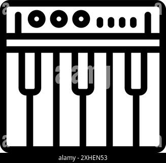 Electronic piano keyboard featuring keys and knobs, representing digital music production and modern sound design Stock Vector