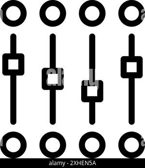 Illustration featuring an audio control panel with adjustable sliders, representing the concept of sound mixing and audio engineering Stock Vector