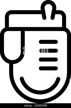 Line icon of a microphone with an attached note, symbolizing podcast planning or production Stock Vector