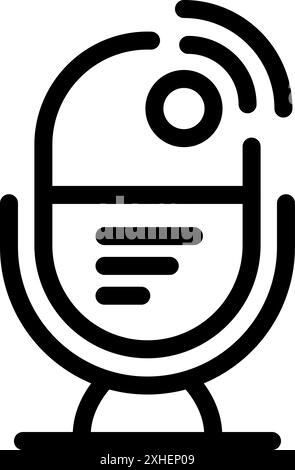 Microphone emitting sound waves, symbolizing voice control technology for smart homes Stock Vector