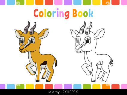 Coloring book for kids. Cartoon character. Vector illustration. Fantasy page for children. Black contour silhouette. Isolated on white background. Stock Vector