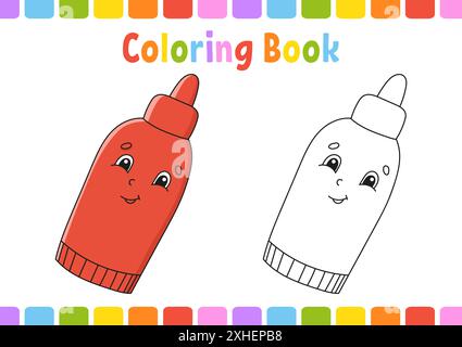 Coloring book for kids. Cartoon character. Vector illustration. Fantasy page for children. Black contour silhouette. Isolated on white background. Bar Stock Vector