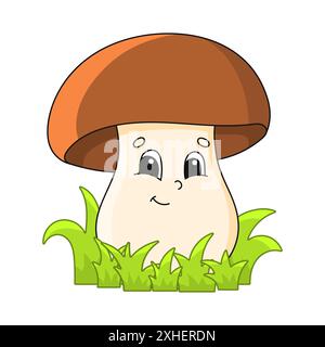 Cute mushroom. Cartoon character. Colorful vector illustration. Isolated on white background. Design element. Template for your design, books, sticker Stock Vector