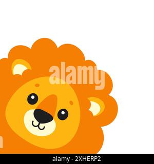 Cute lion. Wild animal. Cartoon character. Colorful vector illustration. Isolated on white background. Design element. Template for your design, books Stock Vector