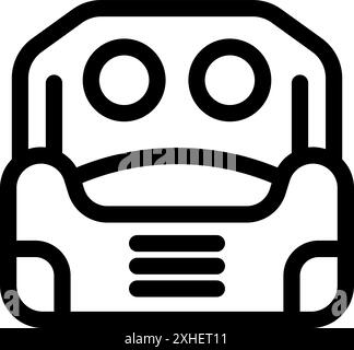 Simple line icon illustration of a robot wearing a vr headset, perfect for tech and gaming projects Stock Vector