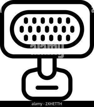 Line drawing icon of a led grow light panel hanging from ceiling providing supplemental light for indoor plants Stock Vector