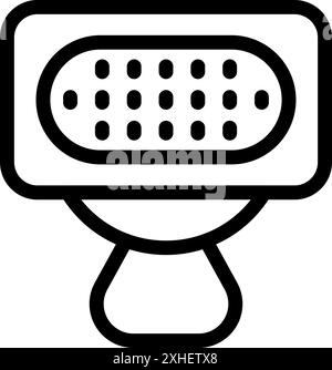Simple black and white icon of a vga cable connecting to a monitor, representing technology and connectivity Stock Vector