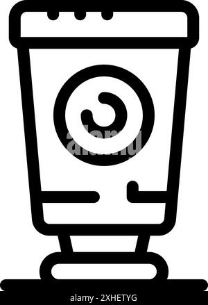 Line icon of a washing machine showing the current washing cycle Stock Vector